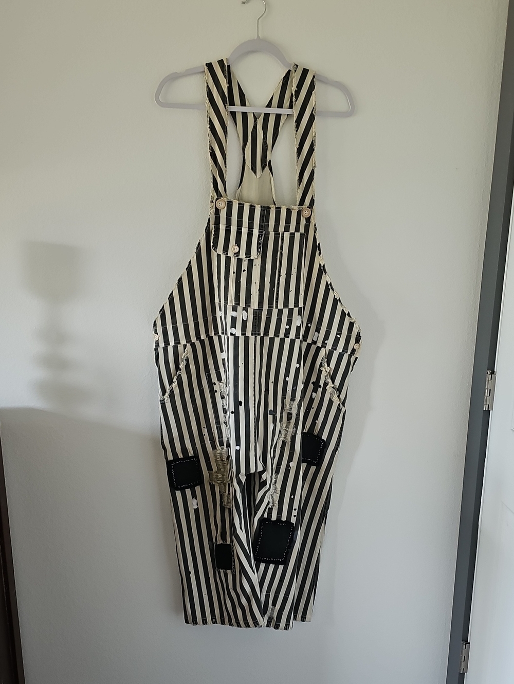 ●●JADED GYPSY RARE HAREM STRIPED DISTRESSED OVERALLS NWOT OSFM●●